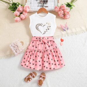 DNSF 2pcs Girls Spring/Summer Sweet Princess Top and Shorts Set